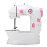 Mini machine à coudre portable - avec pédale - double fils - LED - rose