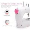 Mini portable sewing machine - with foot pedal - double threads - LED - pinkTextile