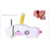 Mini machine à coudre portable - avec pédale - double fils - LED - rose