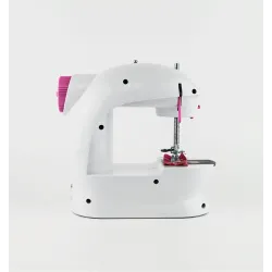 Mini machine à coudre portable - avec pédale - double fils - LED - rose
