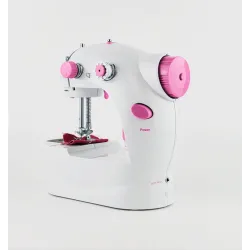 Mini portable sewing machine - with foot pedal - double threads - LED - pinkTextile