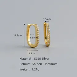 Boucles d'oreilles géométriques à la mode - avec zircon - argent sterling 925