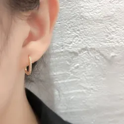 Moderigtige geometriske øreringe - med zirkon - 925 sterling sølv