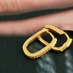 Moderigtige geometriske øreringe - med zirkon - 925 sterling sølv