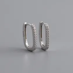 Fashionabla geometriska örhängen - med zirkon - 925 sterling silver