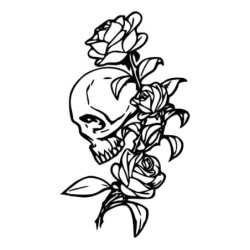Winylowa naklejka na samochód / motocykl - czaszka z różami