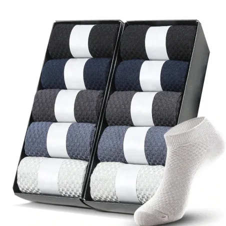 Bambussocken für Herren - atmungsaktiv - elastisch - knöchellang - 10 Paar