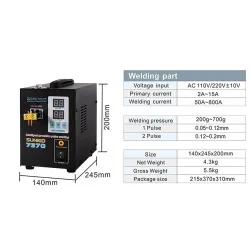 Machine de soudage par points - soudeuse par points de batterie pour batterie 18650 - lumière LED 1,5kw - 110V -220V