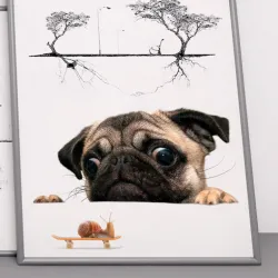 Bilrudemærkat - vinyl - vandtæt - hund med snegl