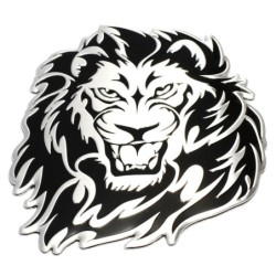 Sticker voiture / moto - emblème métal - tête de lion 3D