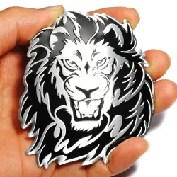 Sticker voiture / moto - emblème métal - tête de lion 3D