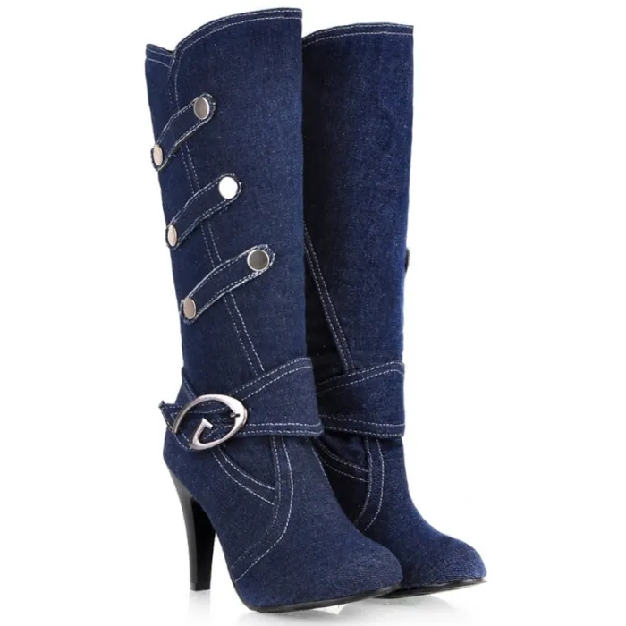 BotasBotas de tacón alto de mezclilla de moda