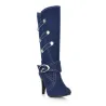 Botas de salto alto jeans da moda