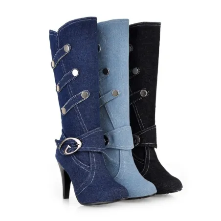 BotasBotas de tacón alto de mezclilla de moda