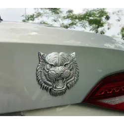 Auto / Motorrad Aufkleber - Metallemblem - 3D Tigerkopf