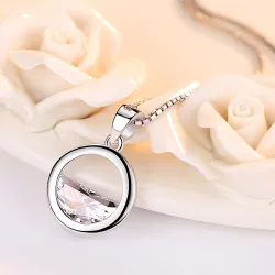 CollarColgante redondo con cristal - collar elegante - plata de ley 925