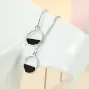 Eleganti orecchini con catena lunga / pendente tondo - Argento 925