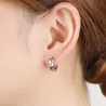 AretesPendientes pequeños redondos de moda - con patrón negro - plata de ley 925