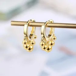 Guld / silver runda örhängen med pärlor - 925 sterling silver