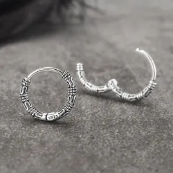 Vintage runde øreringe med slangemønster - 925 sterling sølv