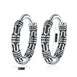 Boucles d'oreilles rondes vintage avec motif serpent - Argent 925
