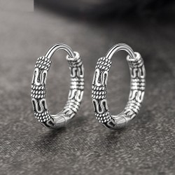 Boucles d'oreilles rondes vintage avec motif serpent - Argent 925