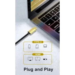 Câble USB C HDMI Type-C vers HDMI - Thunderbolt 3 - convertisseur - adaptateur - 4K 60Hz - pour MacBook / Huawei Mate 30 40 Pro