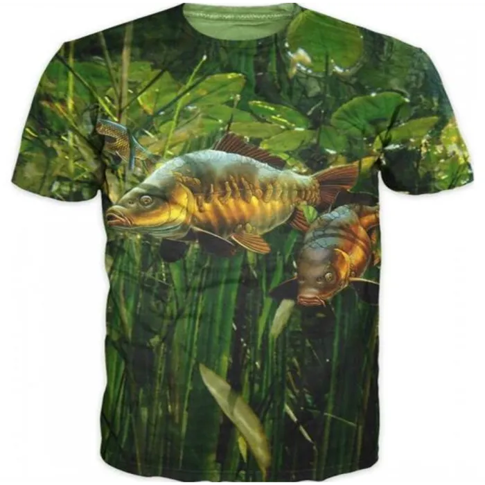 Trendiges Angler-T-Shirt - Kurzarm - mit Fischdruck - Unisex