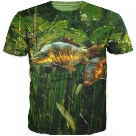 T-shirt de pêche tendance - manches courtes - avec imprimé poisson - unisexe