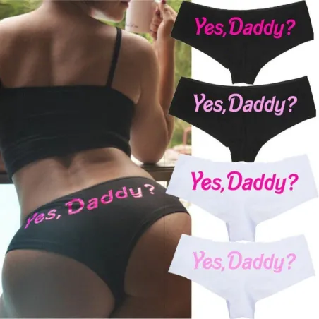 Sexy morsomme truser - bomullstruser - "Yes Daddy"-bokstaver