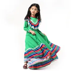 Princesa de dança tradicional mexicana - traje - vestido para meninas - festivais / Halloween / festa de aniversário