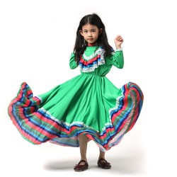 Princesa de dança tradicional mexicana - traje - vestido para meninas - festivais / Halloween / festa de aniversário