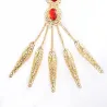 Five finger ring - with chains - gold bracelet - hollow out flowers / red crystalsBracelets