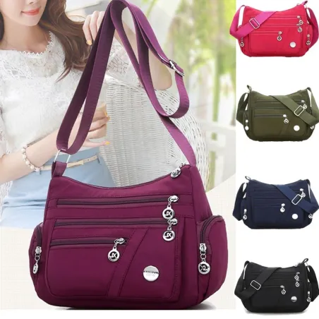 Sac à bandoulière à la mode - avec fermeture éclair - grande capacité - nylon - imperméable