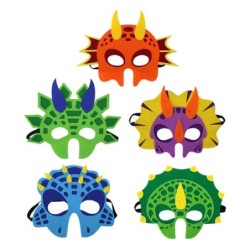 Masques amusants en forme d'animaux - dinosaure - pour enfants - Halloween / fête - 5 pièces