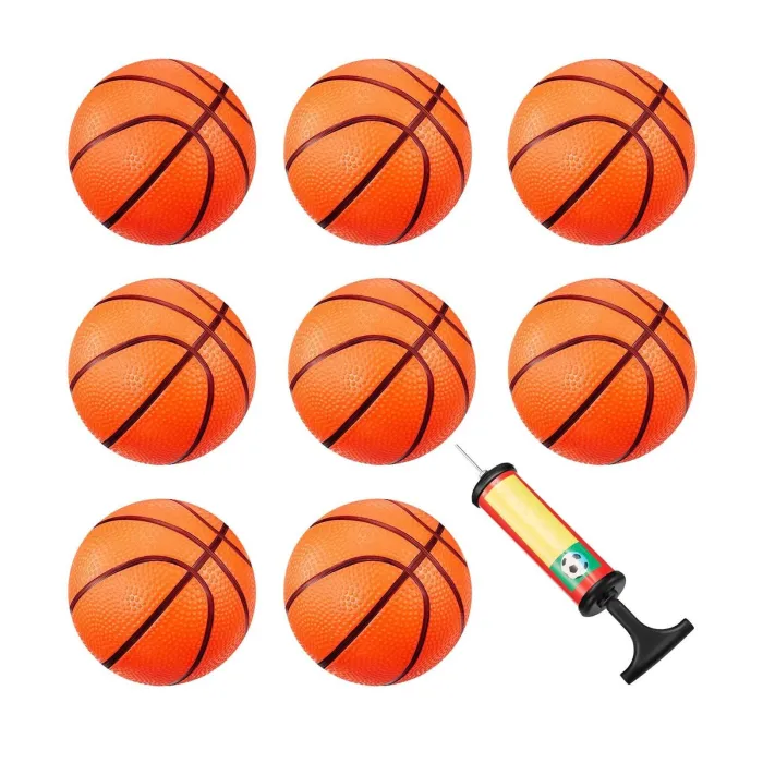 Minibasketballer - oppblåsbar - med oppblåser - 8 stk