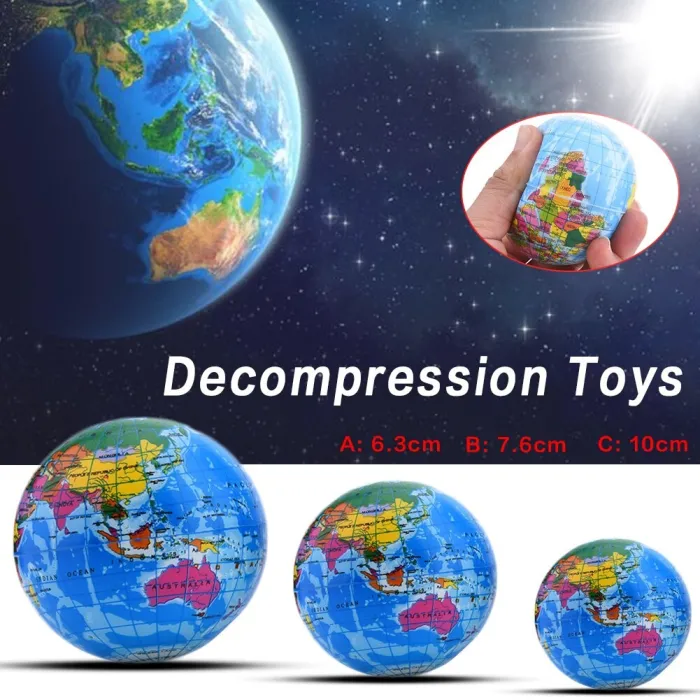 Bola de esponja engraçada - brinquedo de descompressão - mapa do mundo