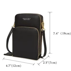 Bolsa de ombro pequena - com zíperes / tela sensível ao toque - multifuncional - couro