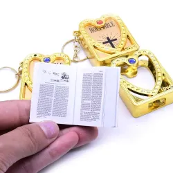 Mini Holy Bible - Kors - hjärta - kristall - nyckelring
