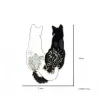 Broche émail tendance - double chat blanc/noir - épingle