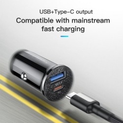 Caricabatteria da auto Mini - dual USB - ricarica rapida - tipo-C - 48W - QC3.0 PD3.0