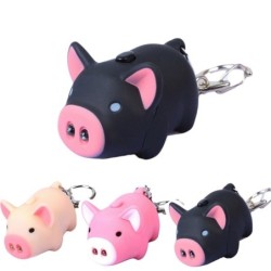 Mini cochon avec porte-clés - lumineux - avec son / LED