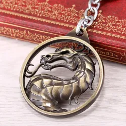 Round metal keychain with dragonKeyrings