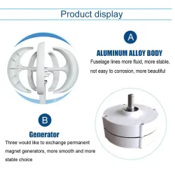 Windturbinengenerator - mit Steuerung - 5 Flügel - 6000 W - 24 V
