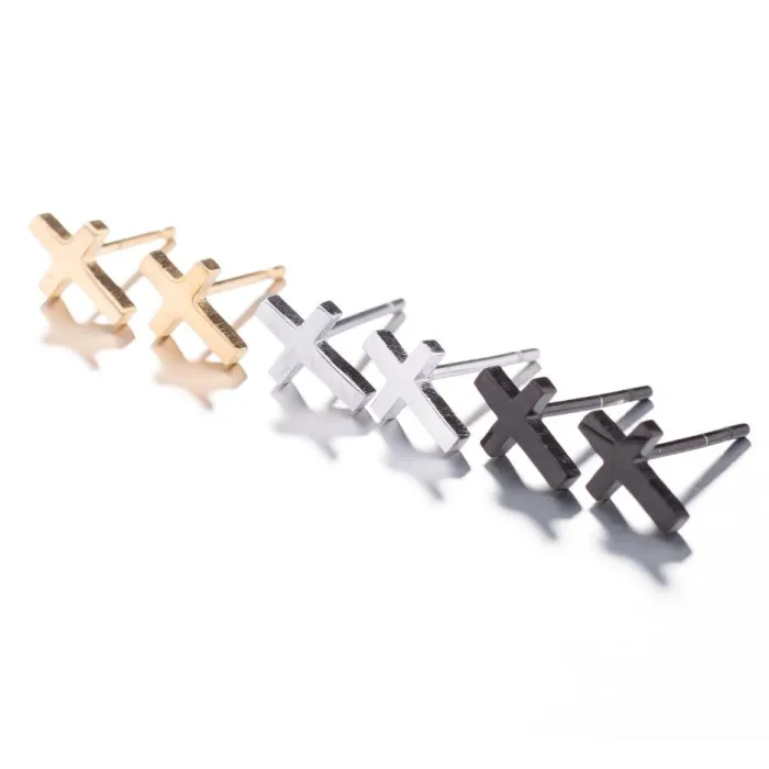 Små øredobber - kors / pinne / hodeskalle - unisex - rustfritt stål