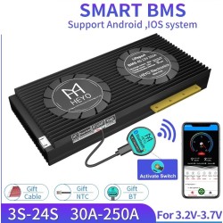 BMS Lifepo4 4S smart batteri - med balanserer - Bluetooth / Android / IOS - 12V - 72V - 30A - 200A