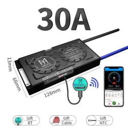 BMS Lifepo4 4S smart batteri - med balancer - Bluetooth / Android / IOS - 12V - 72V - 30A - 200A