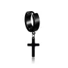 Petite boucle d'oreille ronde - avec croix / étoile - unisexe - acier inoxydable - 1 pièce