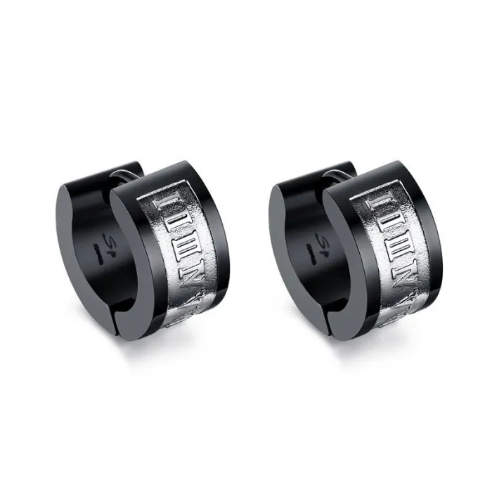AretesPendientes de aro con números romanos - unisex - acero inoxidable