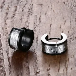 Øredobber med romertall - unisex - rustfritt stål